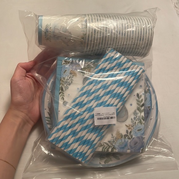 Baby Shower Decorations Paper Plates Set for 25 Guests, Blue Elephant  🩵 💙 - Picture 6 of 6